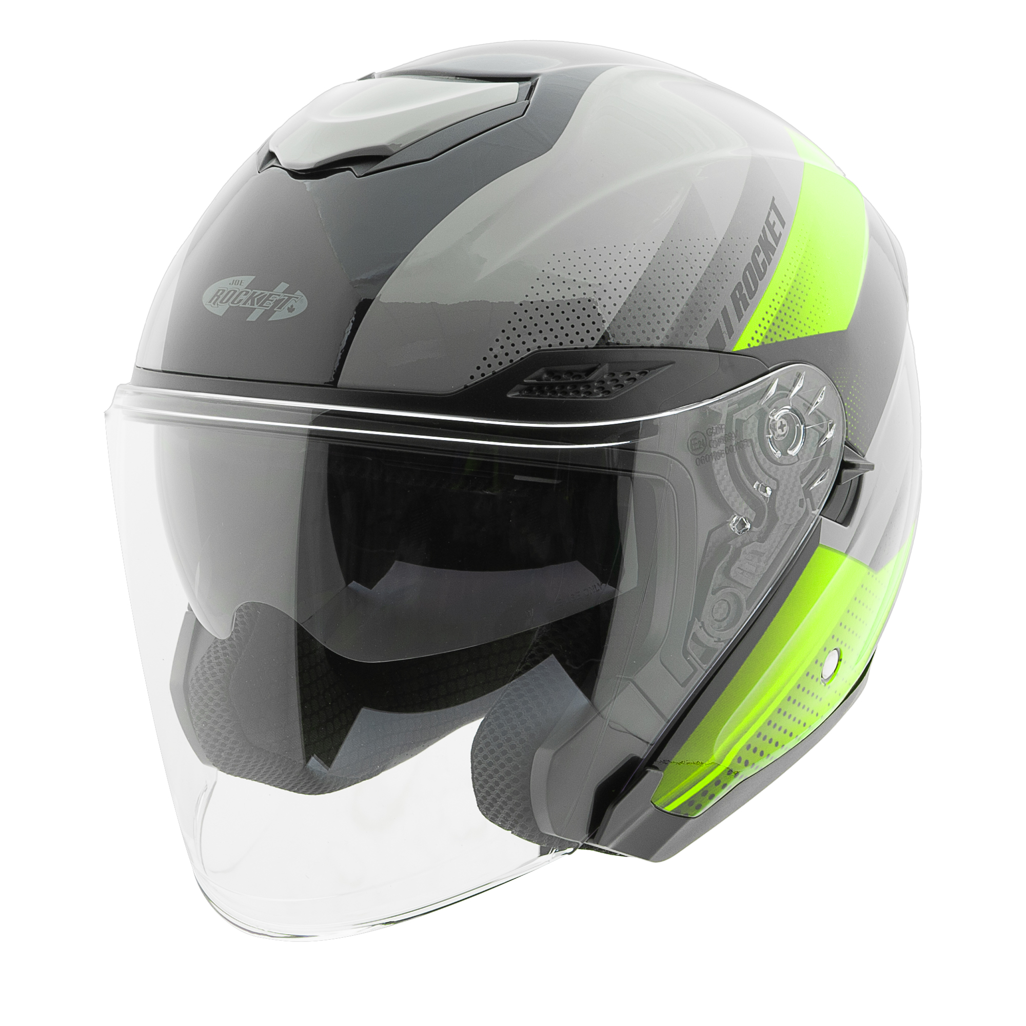 Foto 2 pulgar | Casco Abierto Joe Rocket Rkt 70 Velocity Negro Gris Neón
