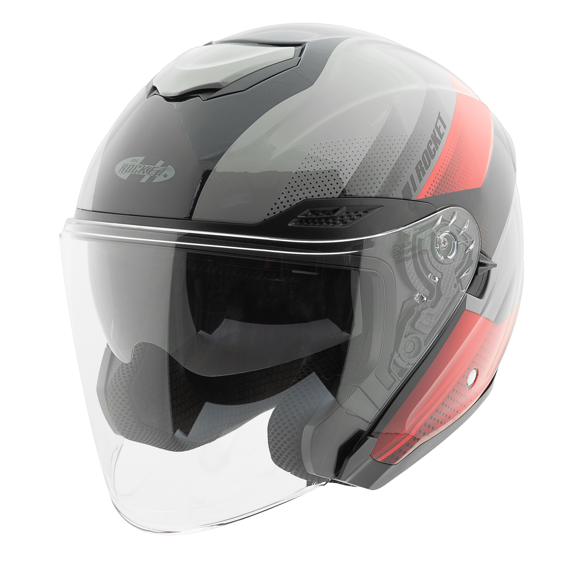 Foto 2 pulgar | Casco Abierto Joe Rocket Rkt 70 Velocity Negro Gris Rojo