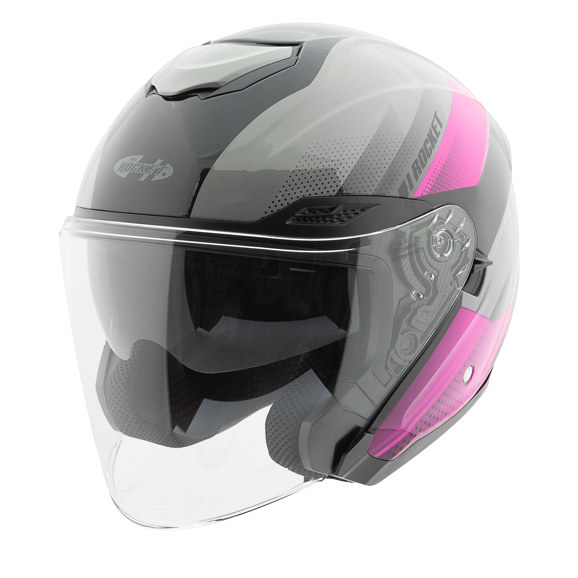 Foto 2 pulgar | Casco Abierto Joe Rocket Rkt 70 Velocity Negro Gris Rosa