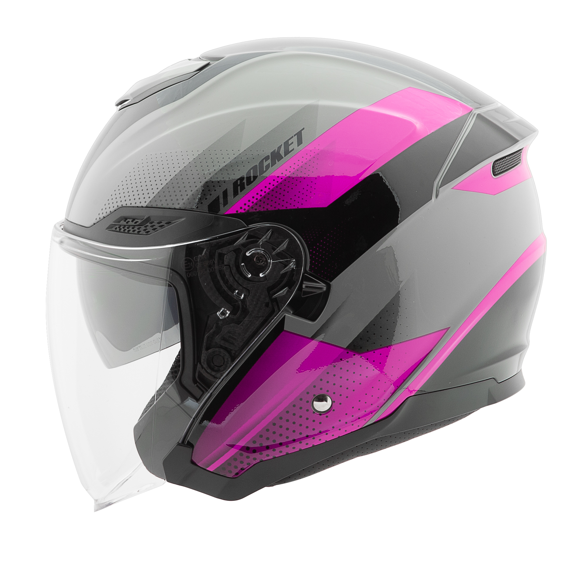 Foto 3 pulgar | Casco Abierto Joe Rocket Rkt 70 Velocity Negro Gris Rosa