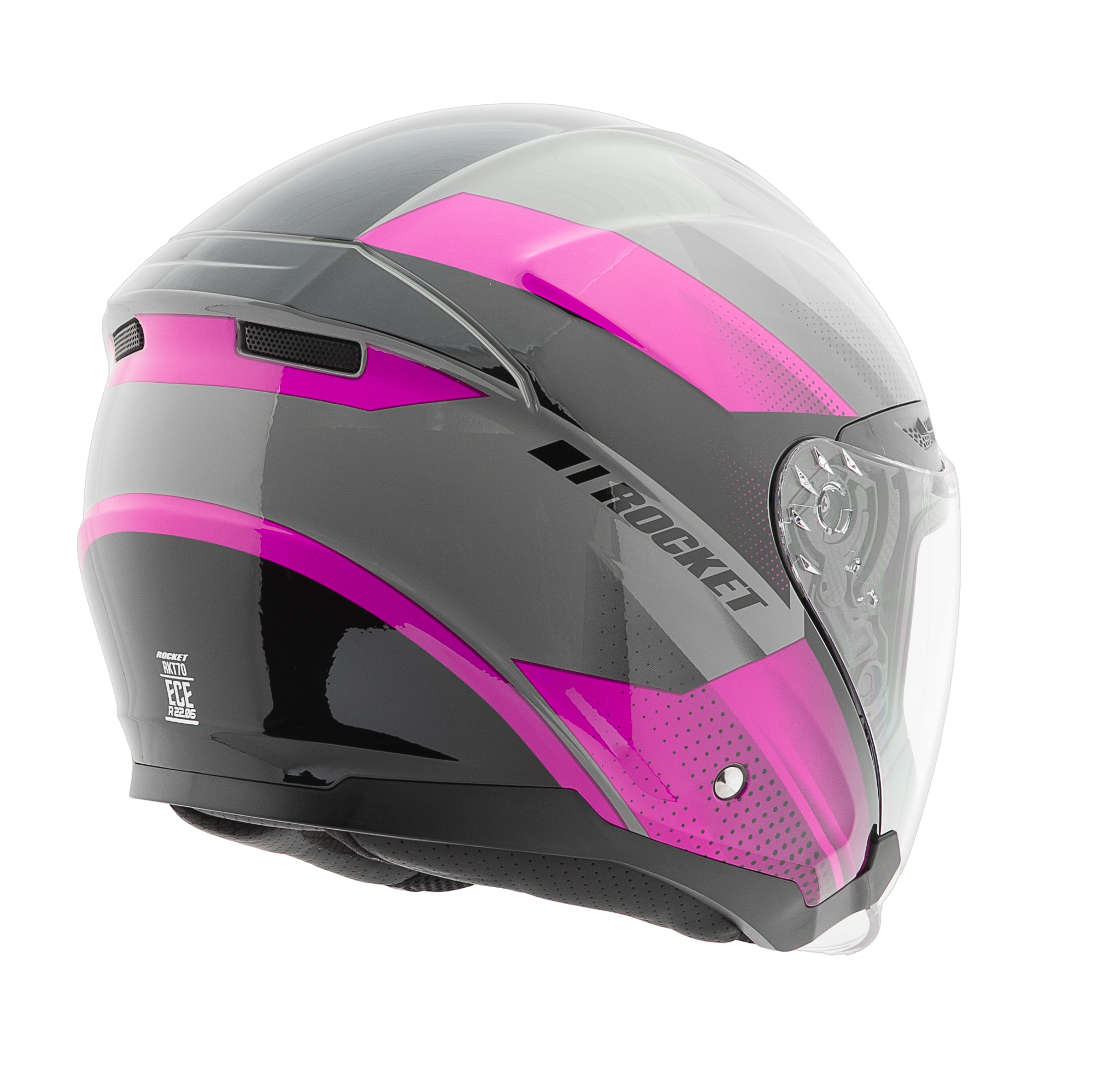 Foto 4 pulgar | Casco Abierto Joe Rocket Rkt 70 Velocity Negro Gris Rosa