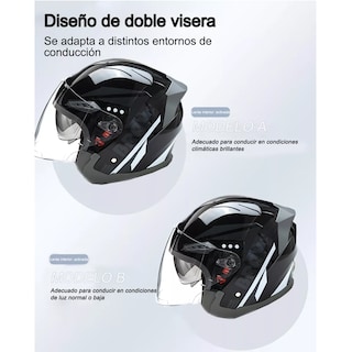 Foto 2 | Casco Abatibles Motos Motocicleta Anti Niebla Espejo Doble Eo Safe Imports Esi-17005 Negro