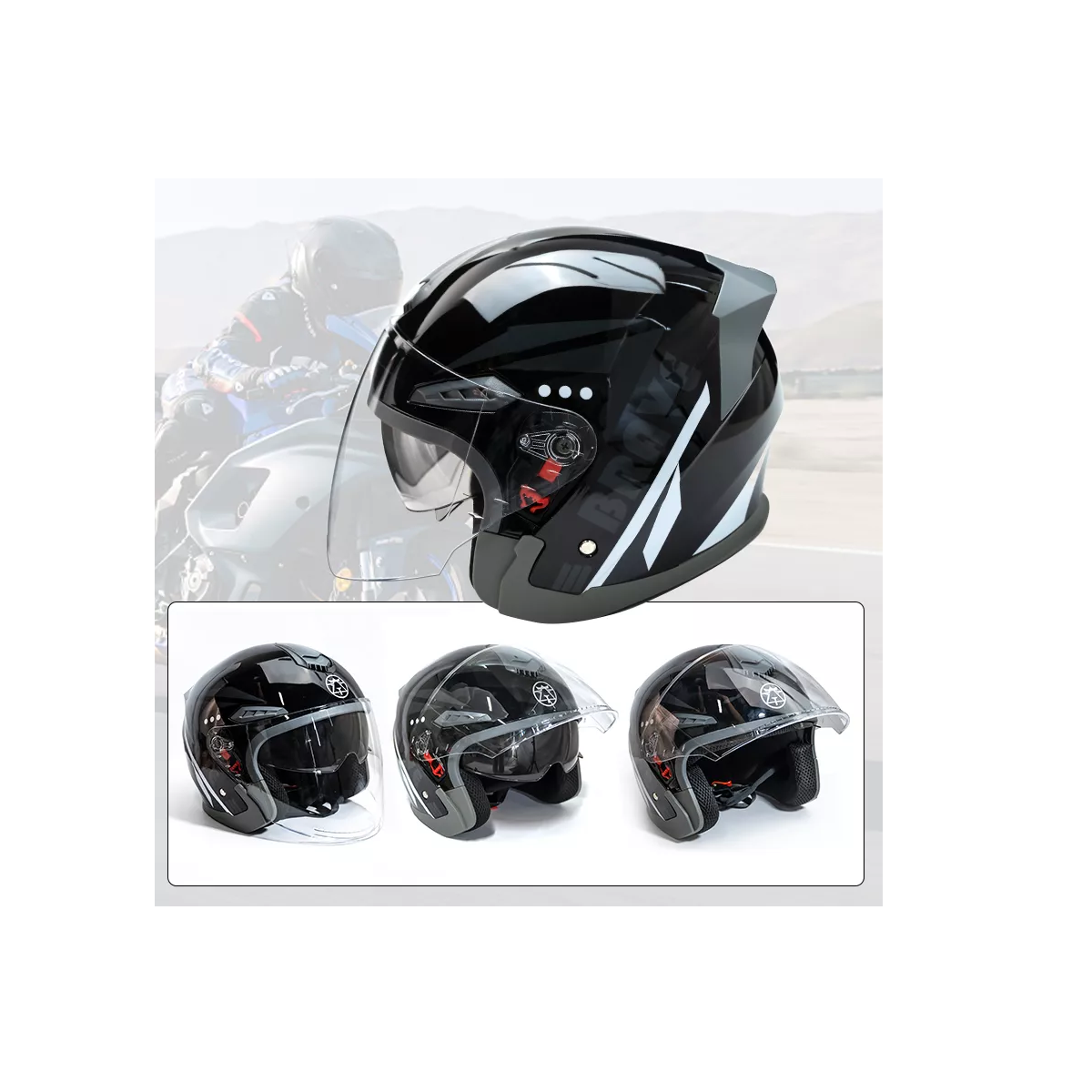 Foto 4 pulgar | Casco Abatibles Motos Motocicleta Anti Niebla Espejo Doble Eo Safe Imports Esi-17005 Negro