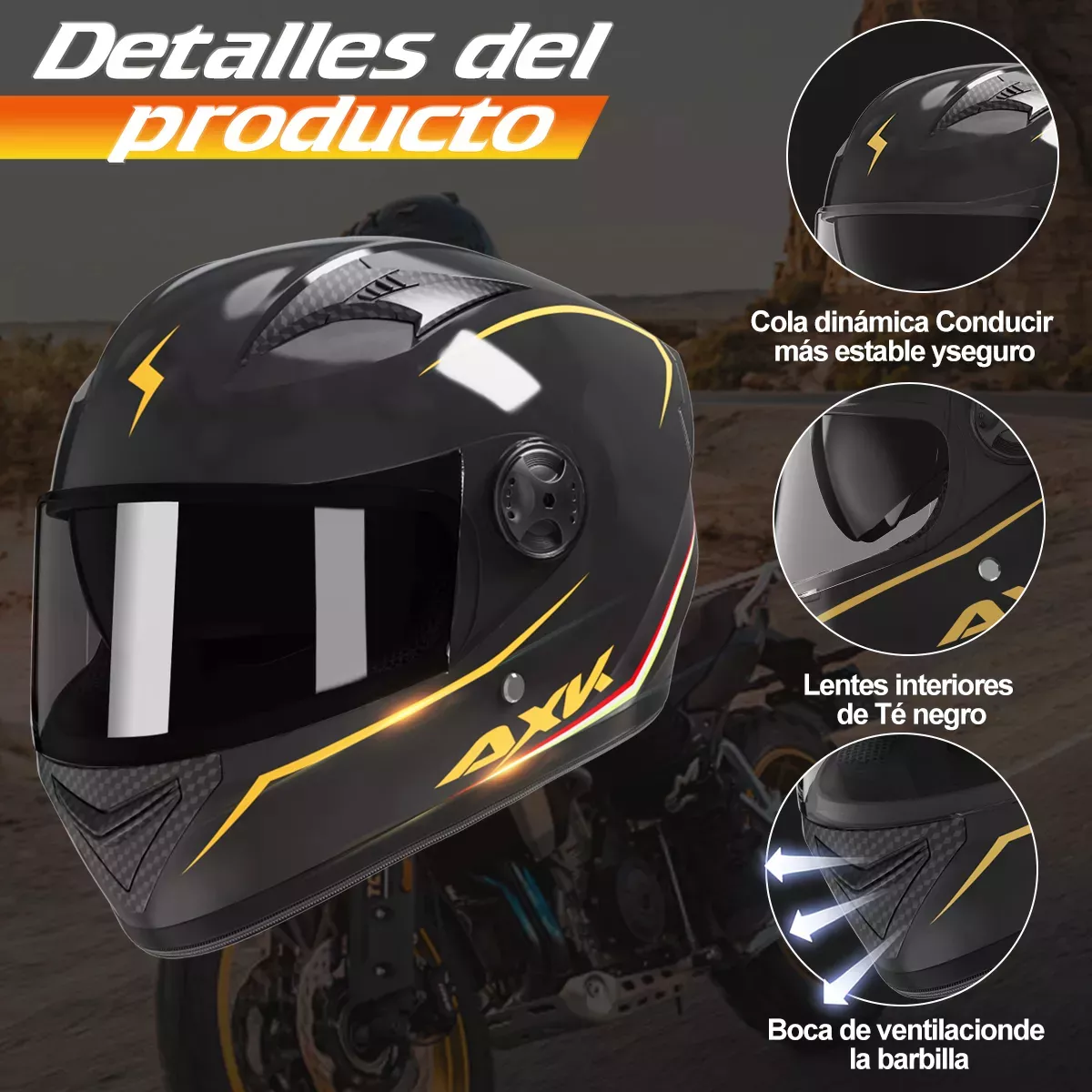 Foto 3 pulgar | Cascos Para Motociclismo Abatible Visor Doble Antivaho Hd Eo Safe Imports Esi-17010  Negro