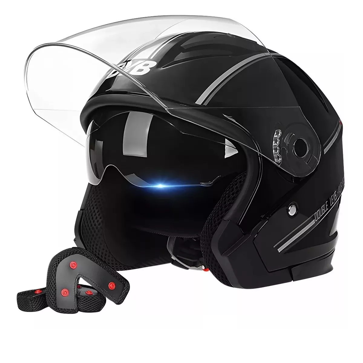 Casco De Moto Abatible Con Doble Mica Eo Safe Imports Esi-17006 Negro