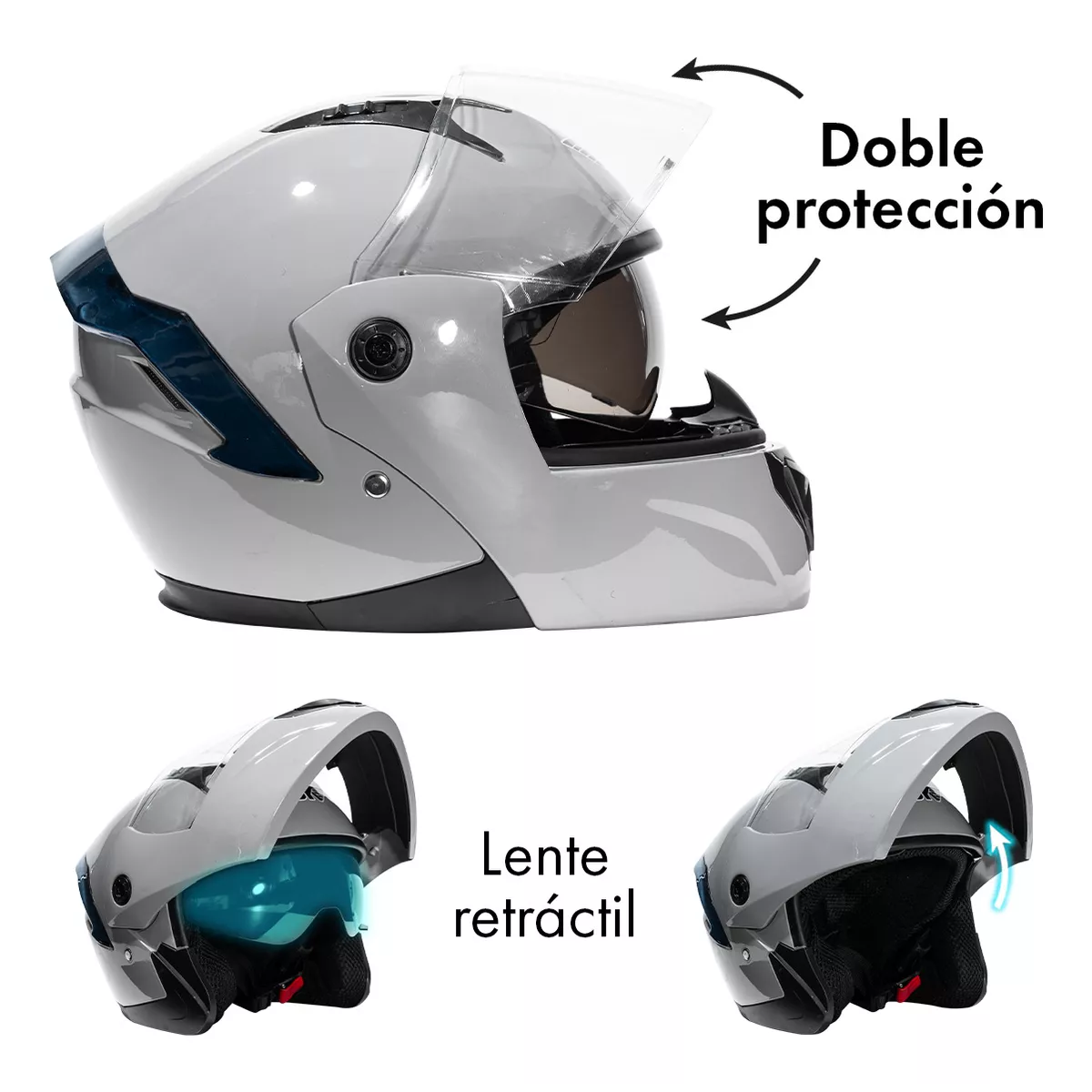 Foto 3 pulgar | Casco Moto Abatible Plegable Talla M/g Eo Safe Imports Esi-17820gris
