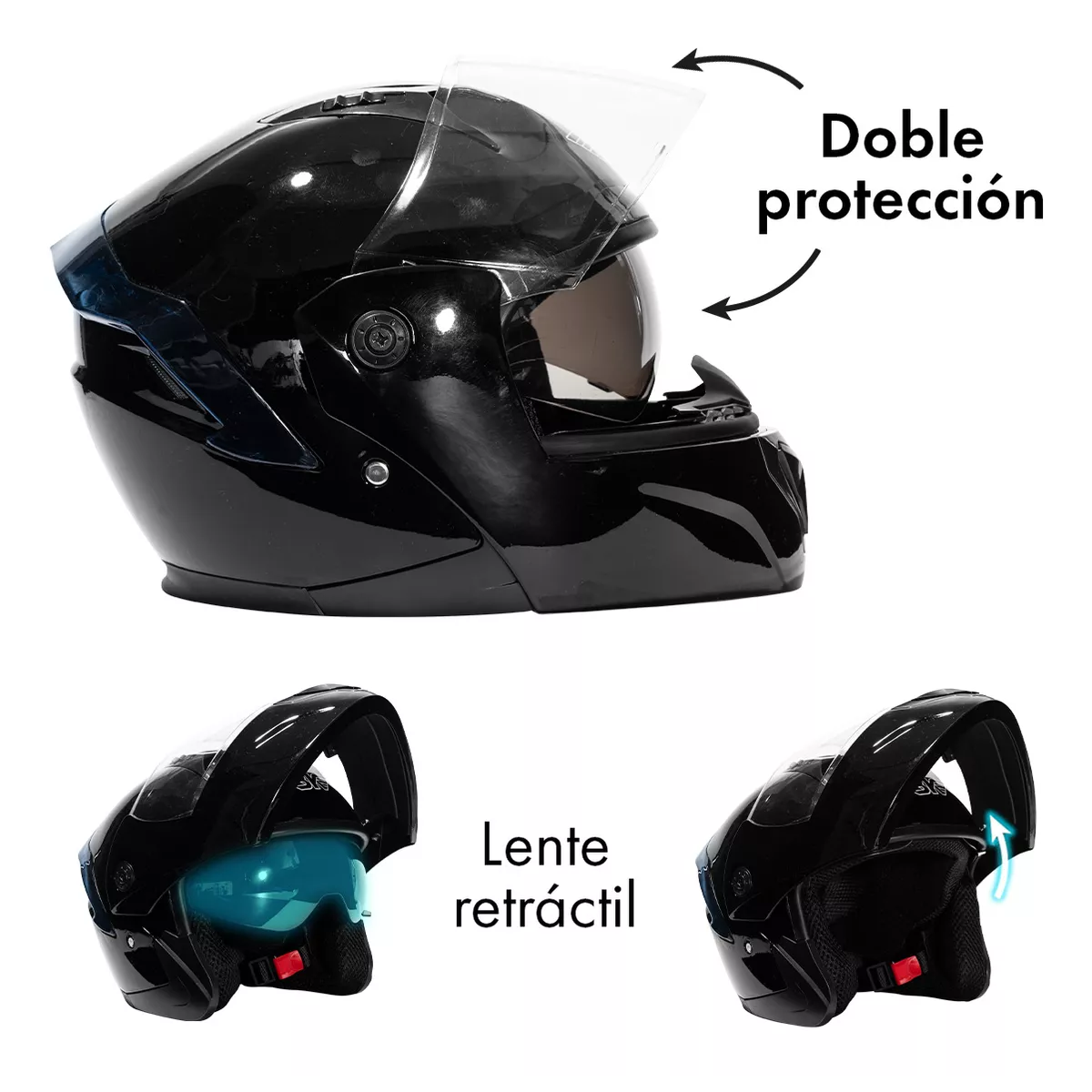 Foto 4 pulgar | Casco Moto Abatible Plegable Gafas Talla: L Eo Safe Imports Esi-17824 Negro