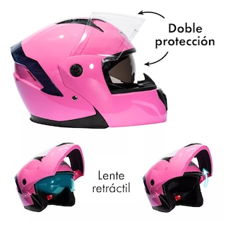 Foto 2 | Casco Moto Abatible Plegable Gafas Talla: L Eo Safe Imports Esi-17828 Rosa