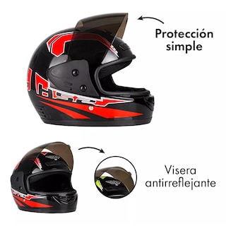 Foto 2 | Casco Con Visor Protector Para Motocicleta, Talla M Eo Safe Imports Esi-18993 Rojo