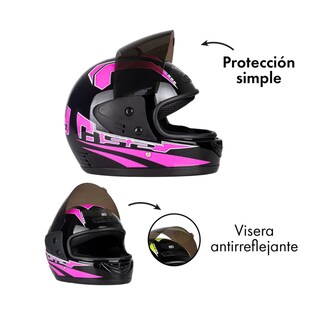 Foto 2 | Casco Para Motocicleta Con Visor Protector Talla M Eo Safe Imports Esi-18996 Rosa