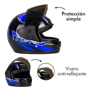 Foto 2 | Casco Para Motocicleta Con Visor Protector, Talla M Eo Safe Imports Esi-18992 Azul