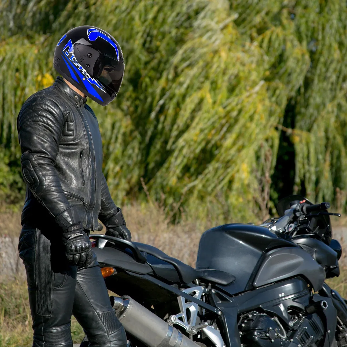 Foto 4 pulgar | Casco Para Motocicleta Con Visor Protector, Talla M Eo Safe Imports Esi-18992 Azul