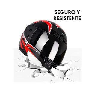 Foto 1 | Casco Para Motocicleta Con Visor Protector Talla L Eo Safe Imports Esi-18994 Rojo