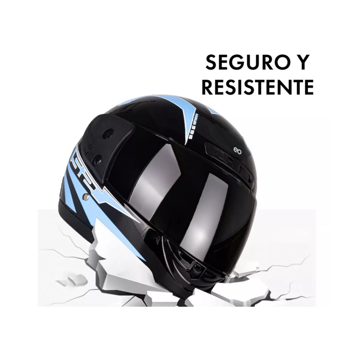 Foto 3 pulgar | Casco Para Motocicleta Con Visor Talla M Eo Safe Imports Azul