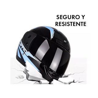 Foto 2 | Casco Para Motocicleta Con Visor Talla M Eo Safe Imports Azul