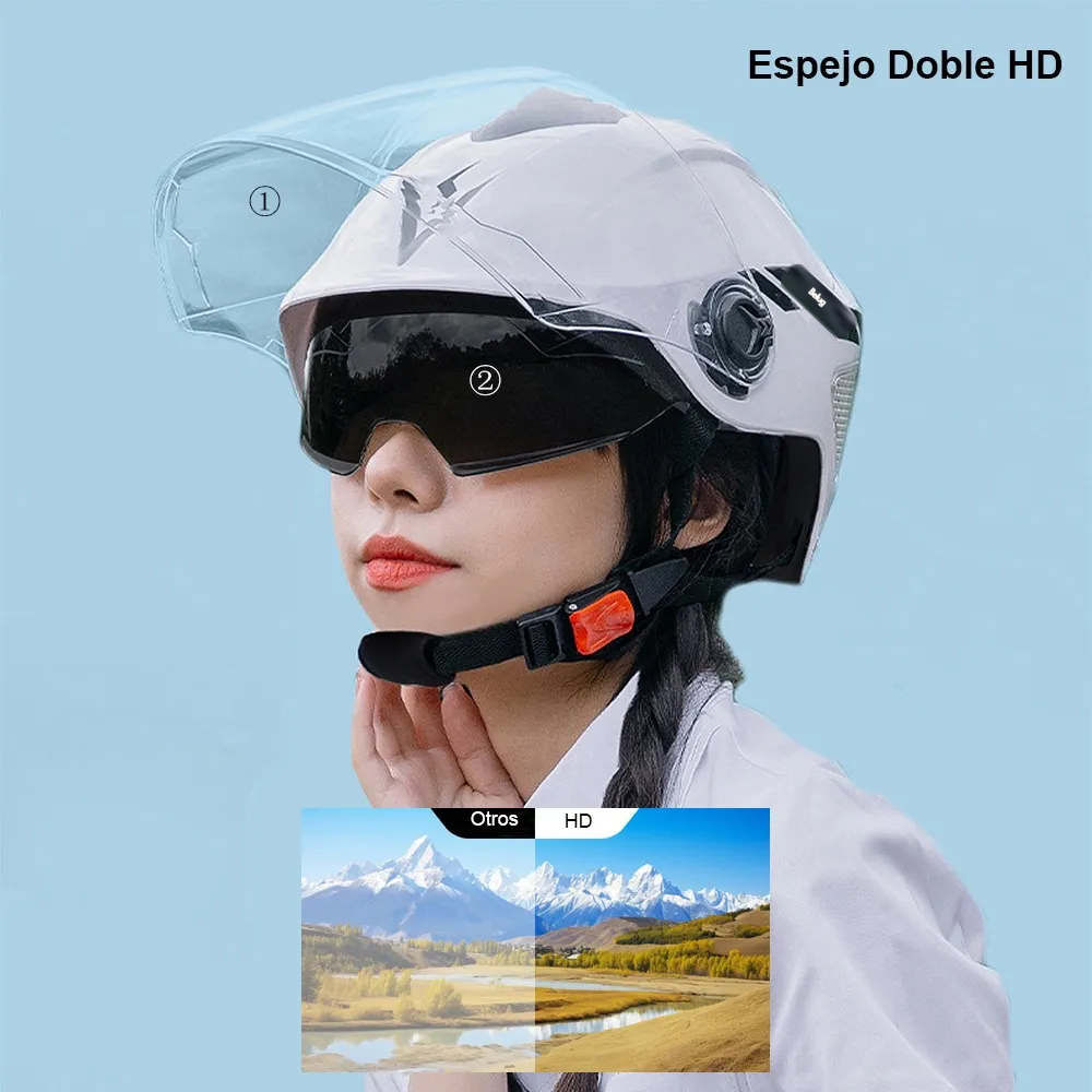 Foto 3 | Casco Motocicleta  Belug Abierto 3/4 Visera Doble Hd Abatible Blanco