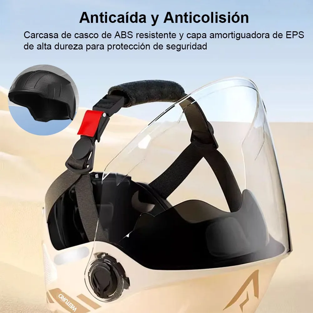 Foto 6 pulgar | Casco Motocicleta  Belug Abierto 3/4 Visera Doble Hd Abatible Blanco
