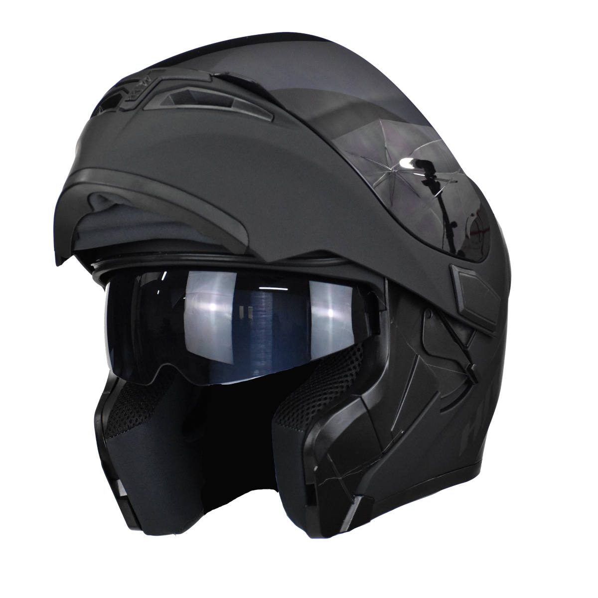 Foto 4 pulgar | Casco para Motociclista Abatible HRO 3400dv Negro con Luz