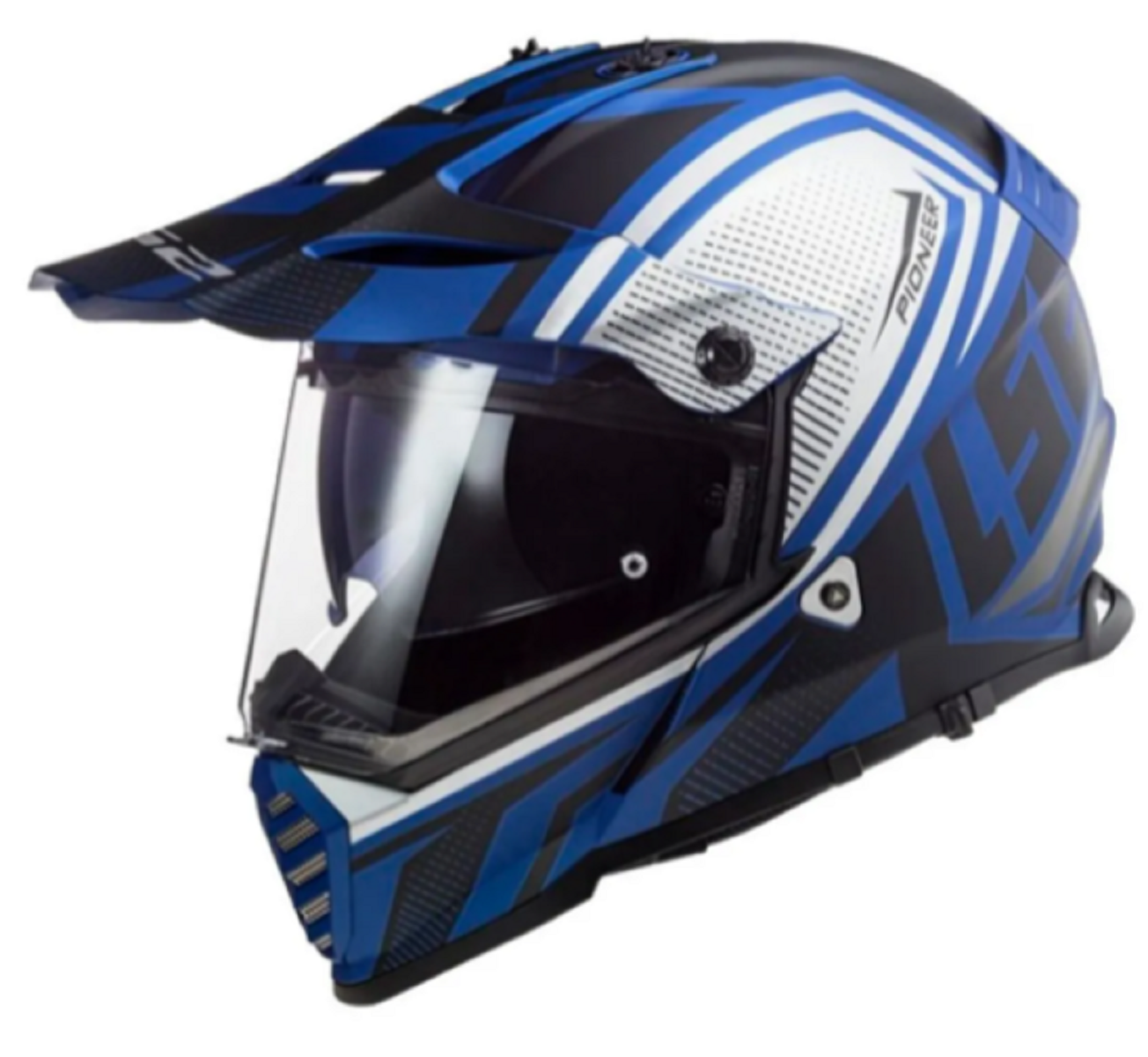 Casco Doble Propósito Ls2 Pionner Evo Master color Azul con Blanco Talla L