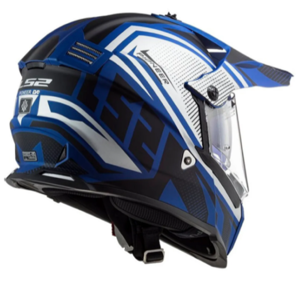 Foto 4 pulgar | Casco Doble Propósito Ls2 Pionner Evo Master color Azul con Blanco Talla L