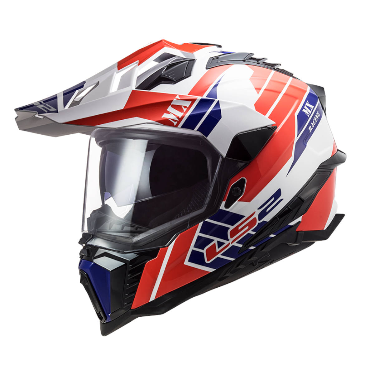 Casco Doble Propósito Ls2 Explorer Hpfc Atlantis color Blanco con Rojo Talla S