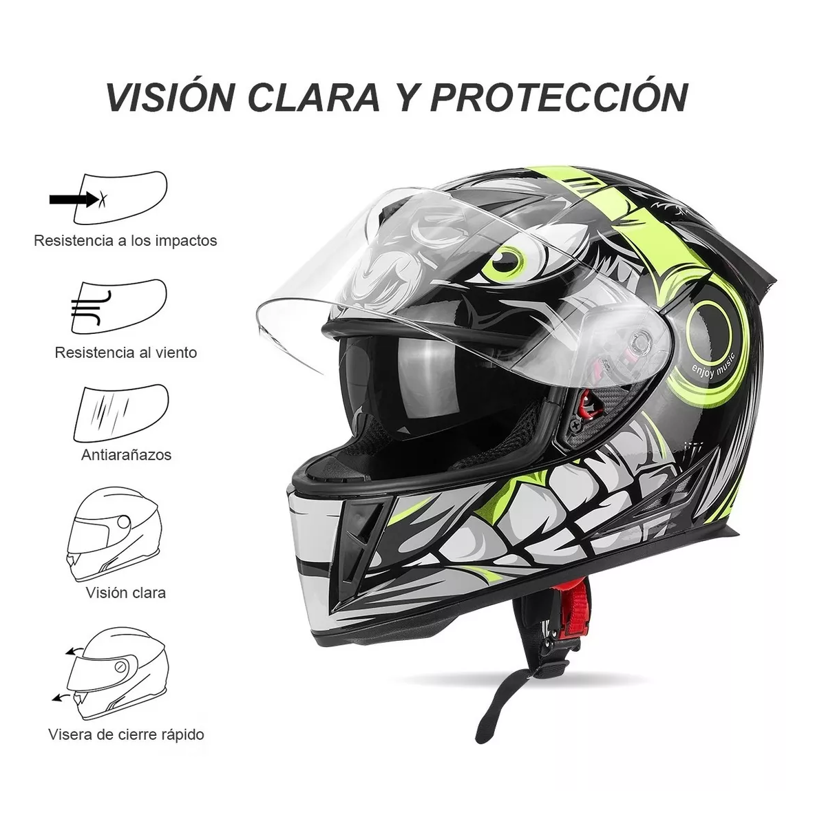 Foto 4 pulgar | Cascos Abatible para Moto Antirreflejos Doble Lente Segura Eo Safe Imports Esi-7958 Multicolor