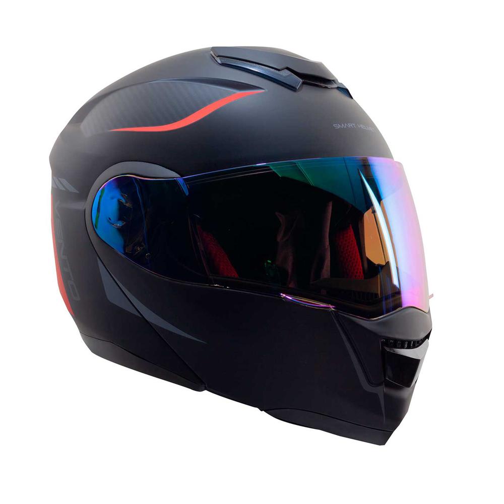 Casco Abatible Para Motociclista Vento Talla L Con Bluetooth  Gtv1 Color Negro Negro