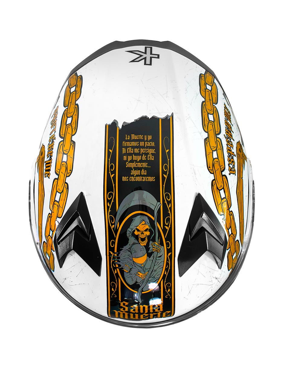 Foto 6 | Casco Abatible Erok Santa Muerte Bco Dot + Mica De Regalo