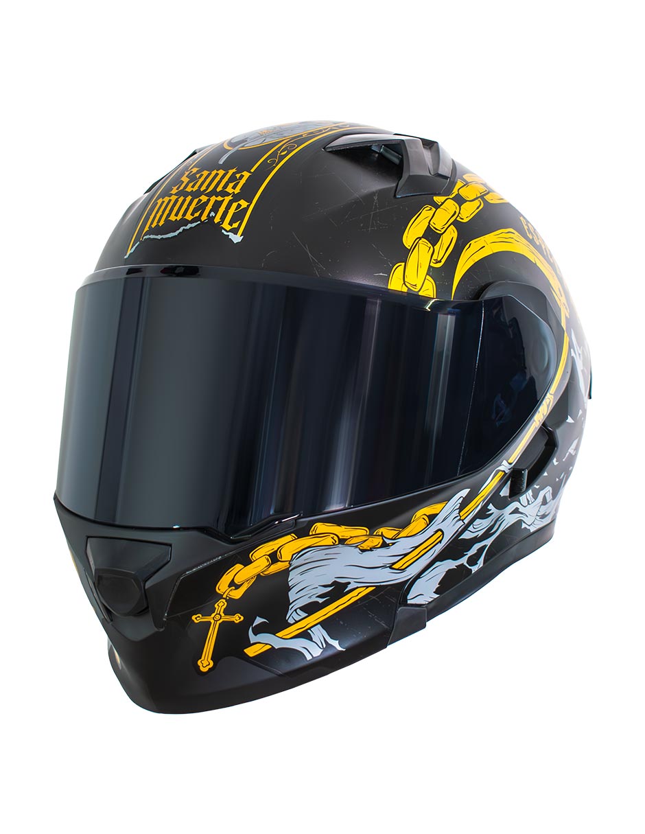 Casco Abatible Erok Santa Muerte Negro Dot + Mica De Regalo