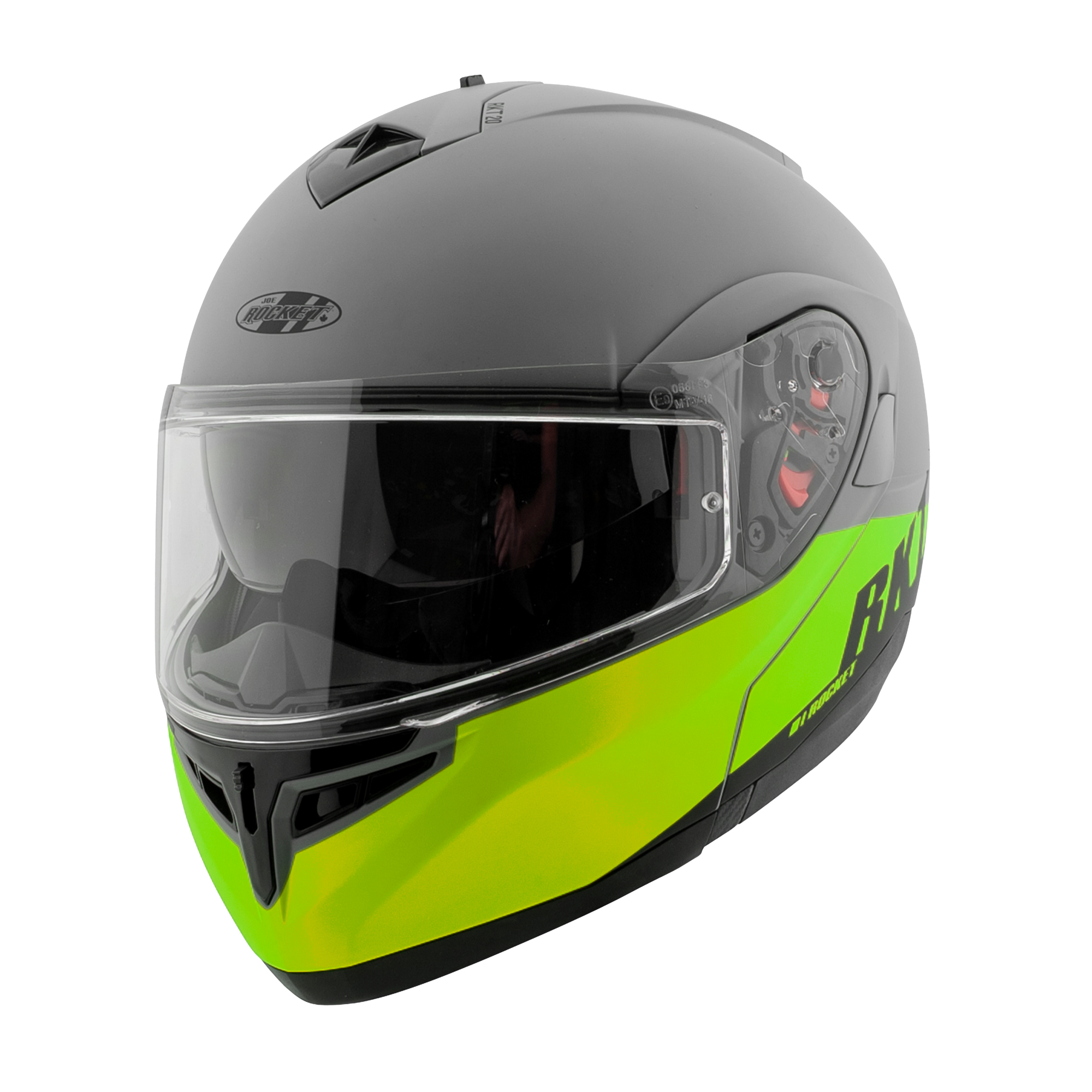 Casco Abatible Rkt 20 Sonic Neón + Mica Iridium