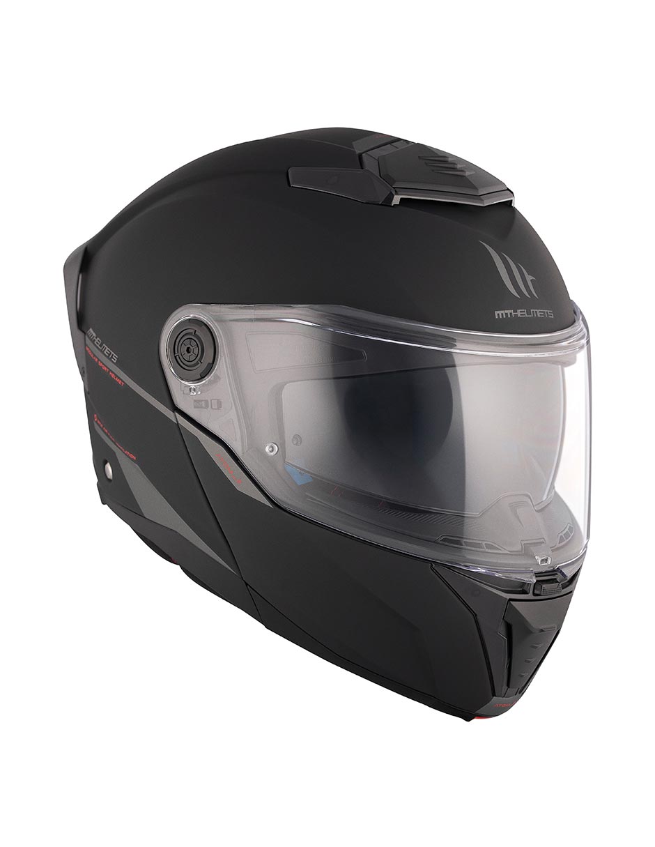 Casco Abatible Para Moto Mt Helmets Atom 2 Negro Mate Dot