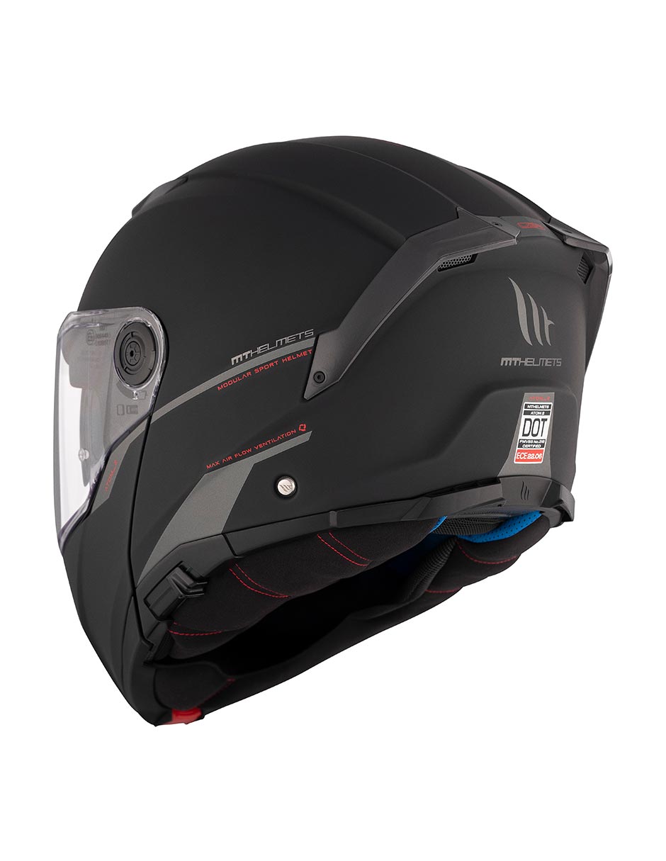 Foto 5 | Casco Abatible Para Moto Mt Helmets Atom 2 Negro Mate Dot