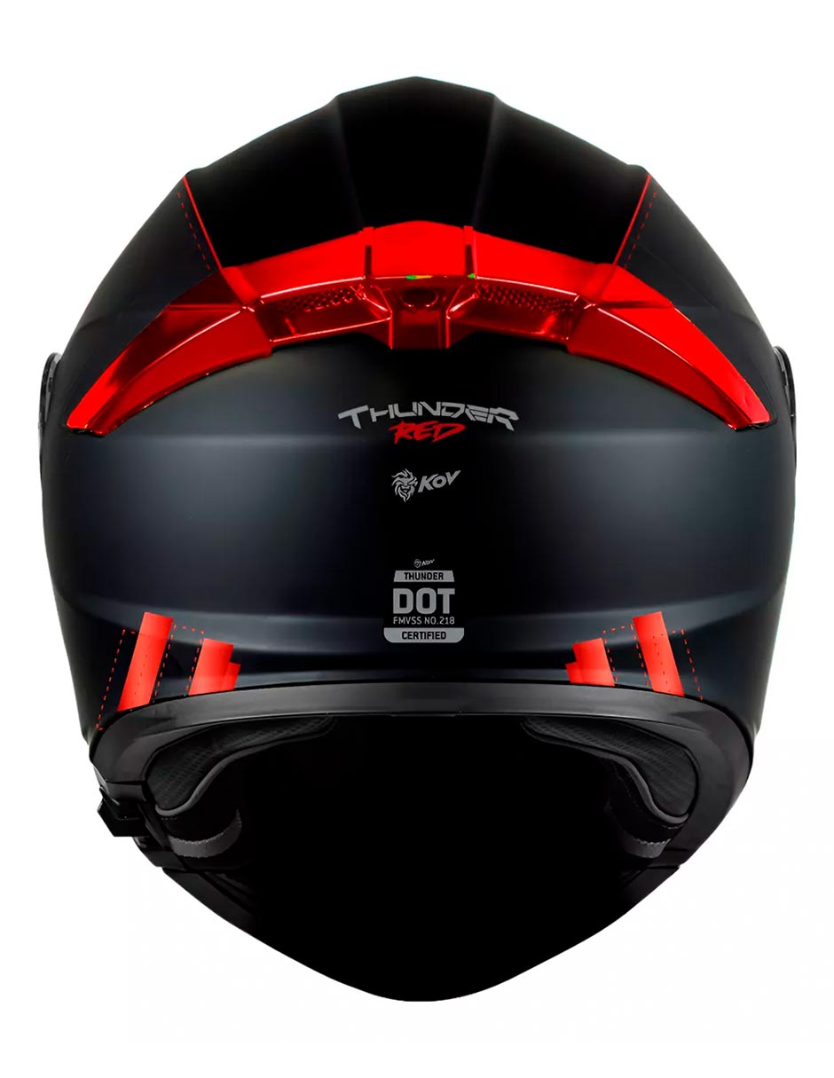 Foto 5 pulgar | Casco Kov Thunder Racing Abatible Rojo Mica Humo Con Alerón