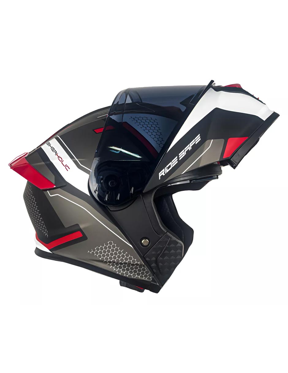 Foto 6 pulgar | Casco Abatible Para Moto Kov Thunder Revenge Rojo/ Negro
