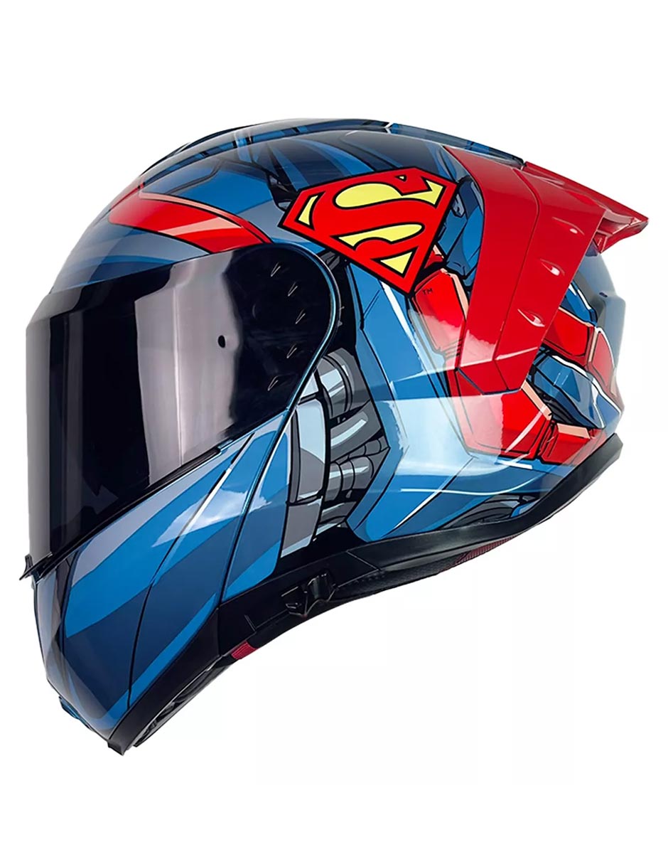 Casco Abatible Moto Kov Snow Superman 2.0 Azul Certifica Dot