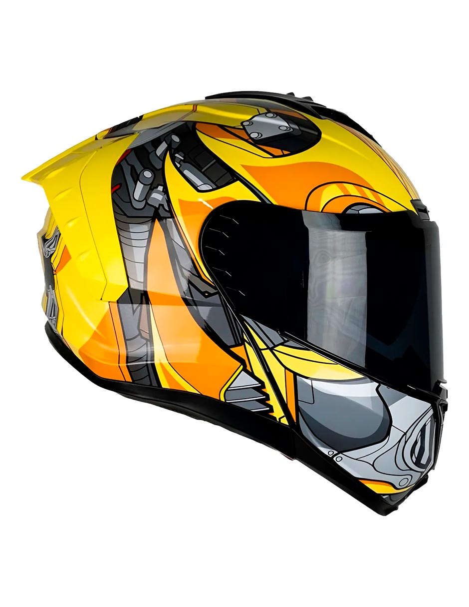 Foto 2 pulgar | Casco Abatible Para Moto Kov Snow Transformers Bumblebee