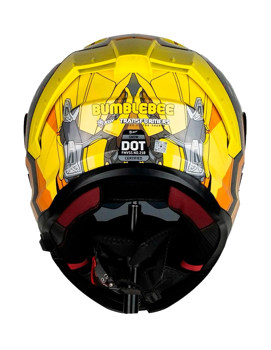 Foto 3 pulgar | Casco Abatible Para Moto Kov Snow Transformers Bumblebee