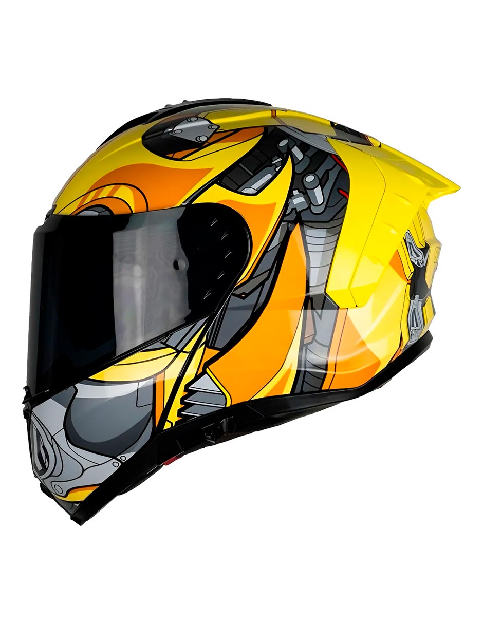 Foto 4 pulgar | Casco Abatible Para Moto Kov Snow Transformers Bumblebee