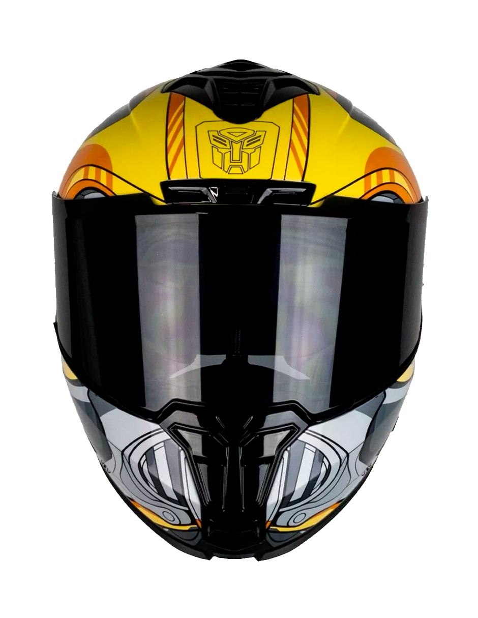 Foto 5 pulgar | Casco Abatible Para Moto Kov Snow Transformers Bumblebee