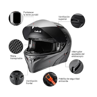 Foto 3 | Casco Abatible Certificado Dot Para Moto Lab.g Talla 2xl Negro