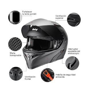 Foto 3 | Casco Abatible Certificado Dot Para Moto Negro Belug Talla M