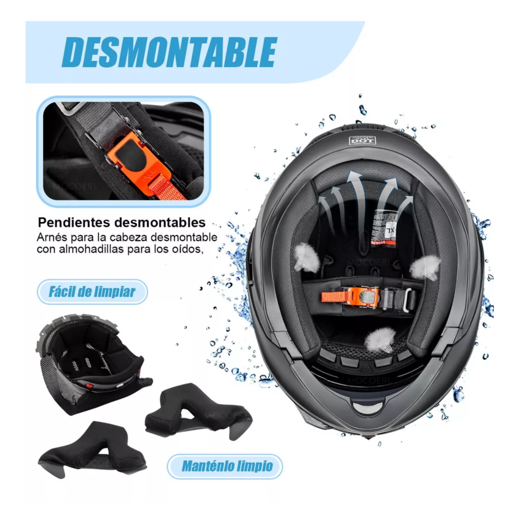 Foto 5 pulgar | Casco Abatible Certificado Dot Para Moto Negro Belug  Talla M
