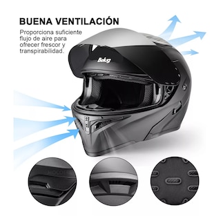 Foto 5 | Casco Abatible Certificado Dot Para Moto Negro Belug Talla M