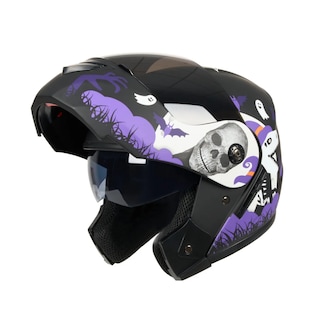 Foto 2 | Casco Lab.g Para Moto Abatible Certificado M (57-58 Cm) Violeta Negro Halloween