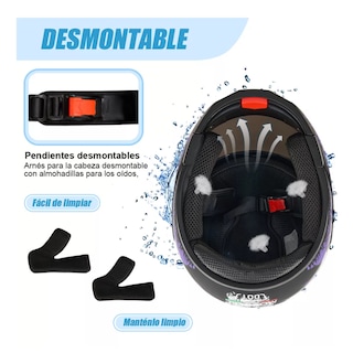 Foto 5 | Casco Belug Para Moto Abatible Certificado M (57-58 Cm) Violeta Negro Halloween