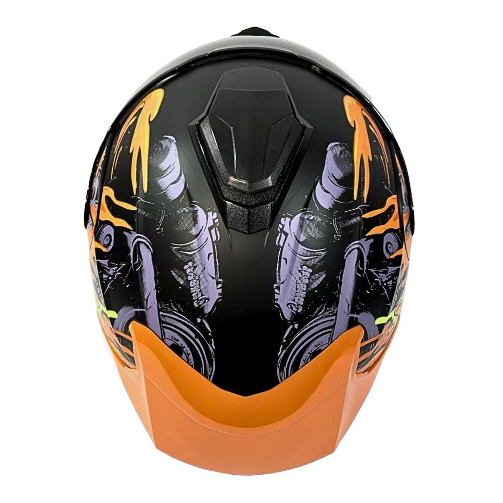 Foto 4 pulgar | Casco Moto Certificado 2w Xolo Talla Xl Con Gafas Naranja
