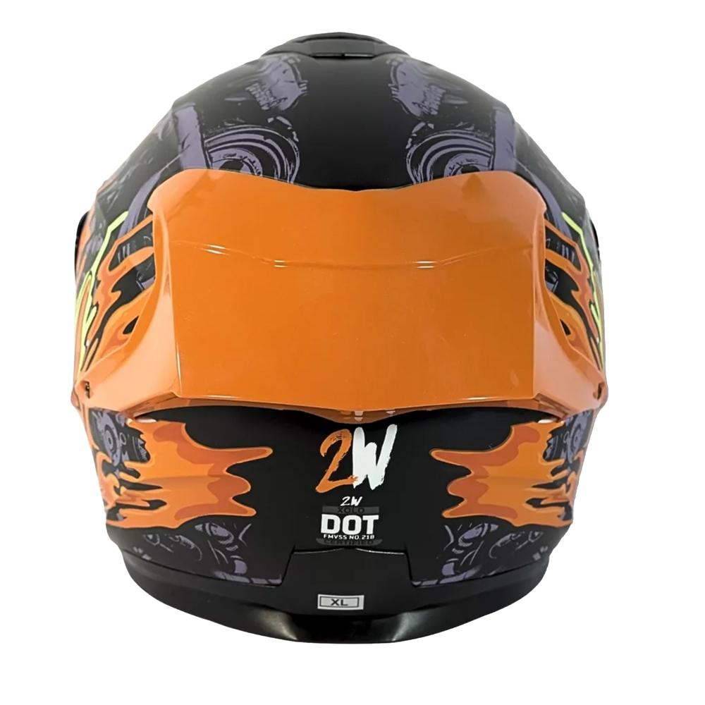 Foto 5 pulgar | Casco Moto Certificado 2w Xolo Talla Xl Con Gafas Naranja