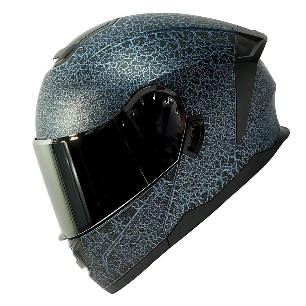 Foto 2 pulgar | Casco Moto Abatible Certificado Cracked Con Gafas Talla M