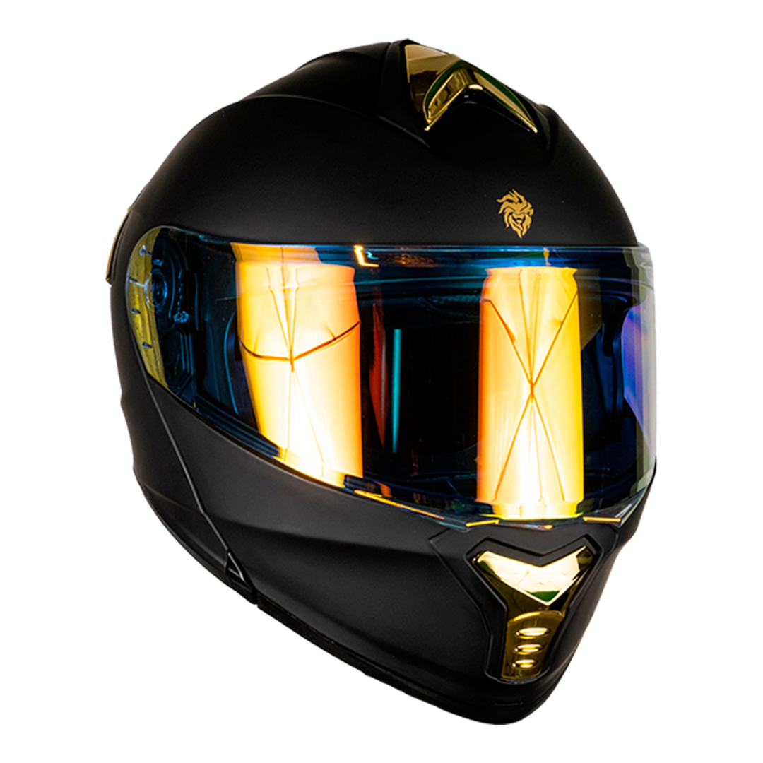 Foto 2 pulgar | Kov Casco Thunder Solido Negro Mate Dorado G