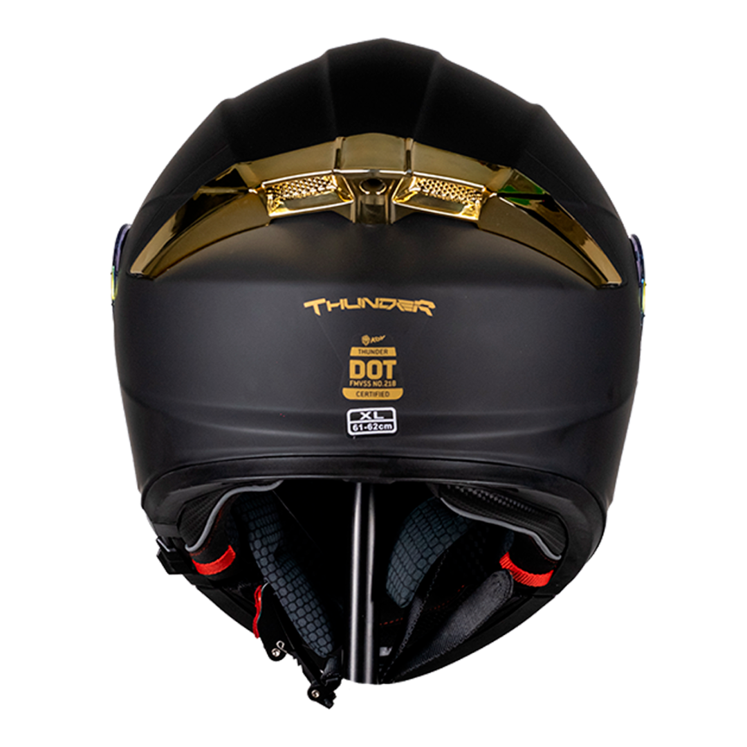 Foto 3 pulgar | Kov Casco Thunder Solido Negro Mate Dorado G